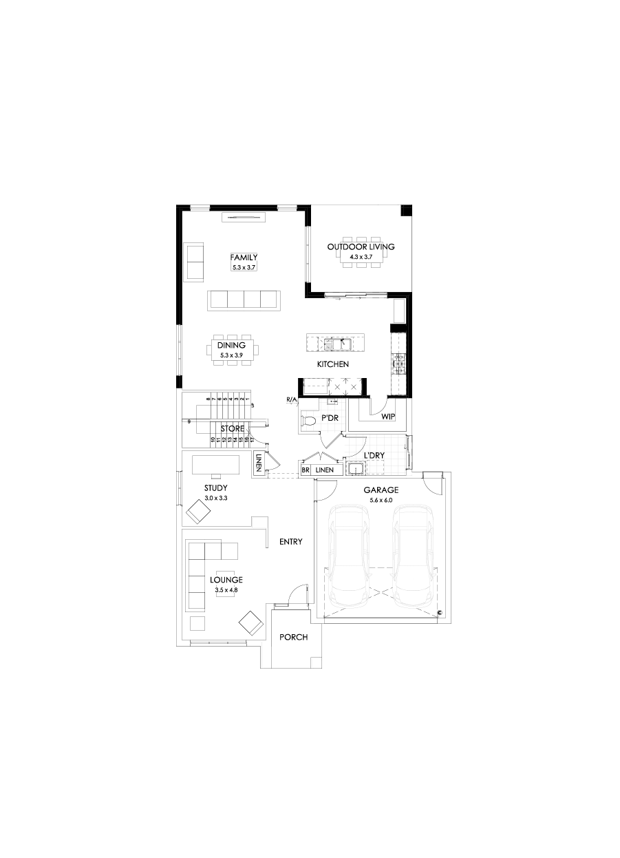 39 Ground Floor Floorplan (Rear flip - Flipped)