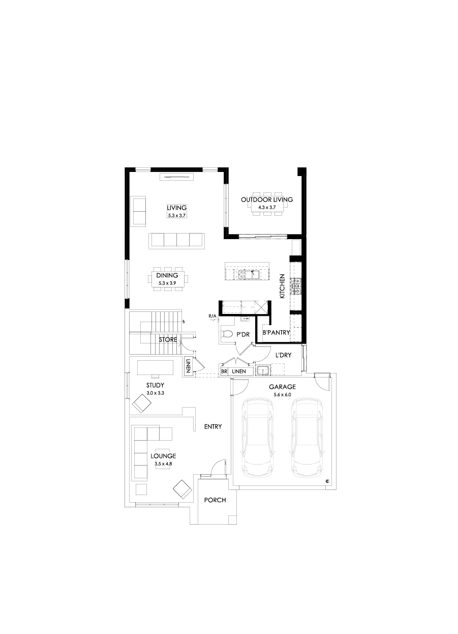 39 Ground Floor Floorplan (Rear flip - Flipped)
