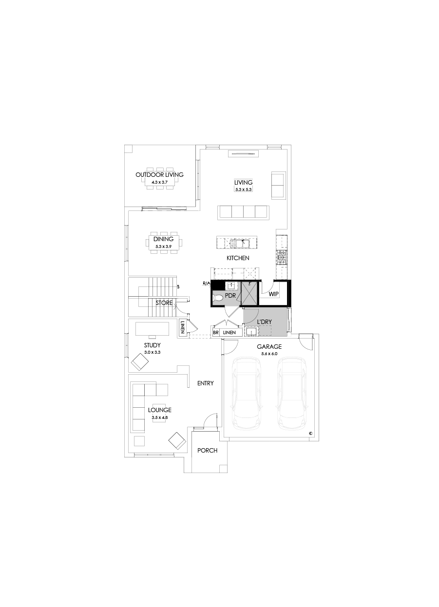 39 Ground Floor Floorplan (Shower to powder - Flipped)