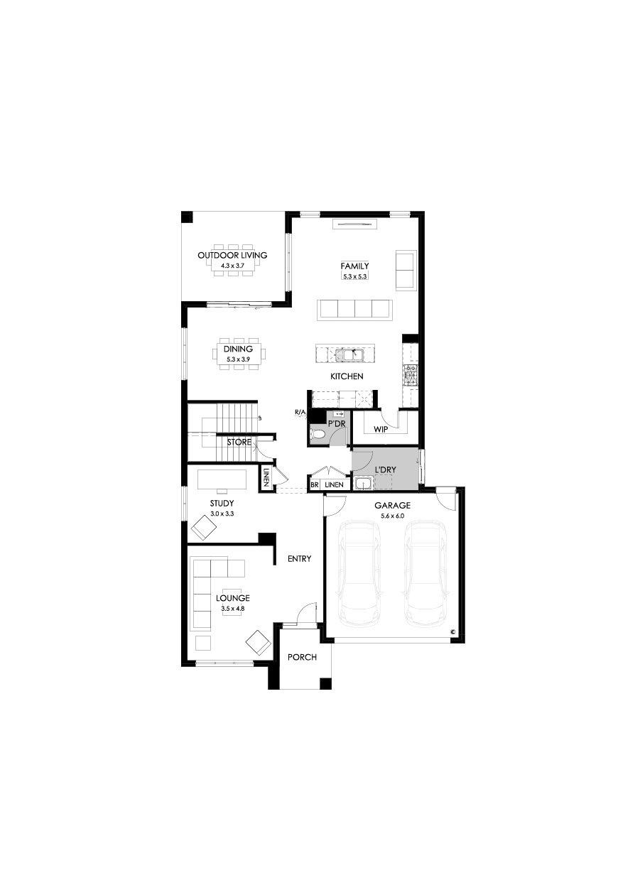 39 Ground Floor Floorplan (Standard  - Flipped)