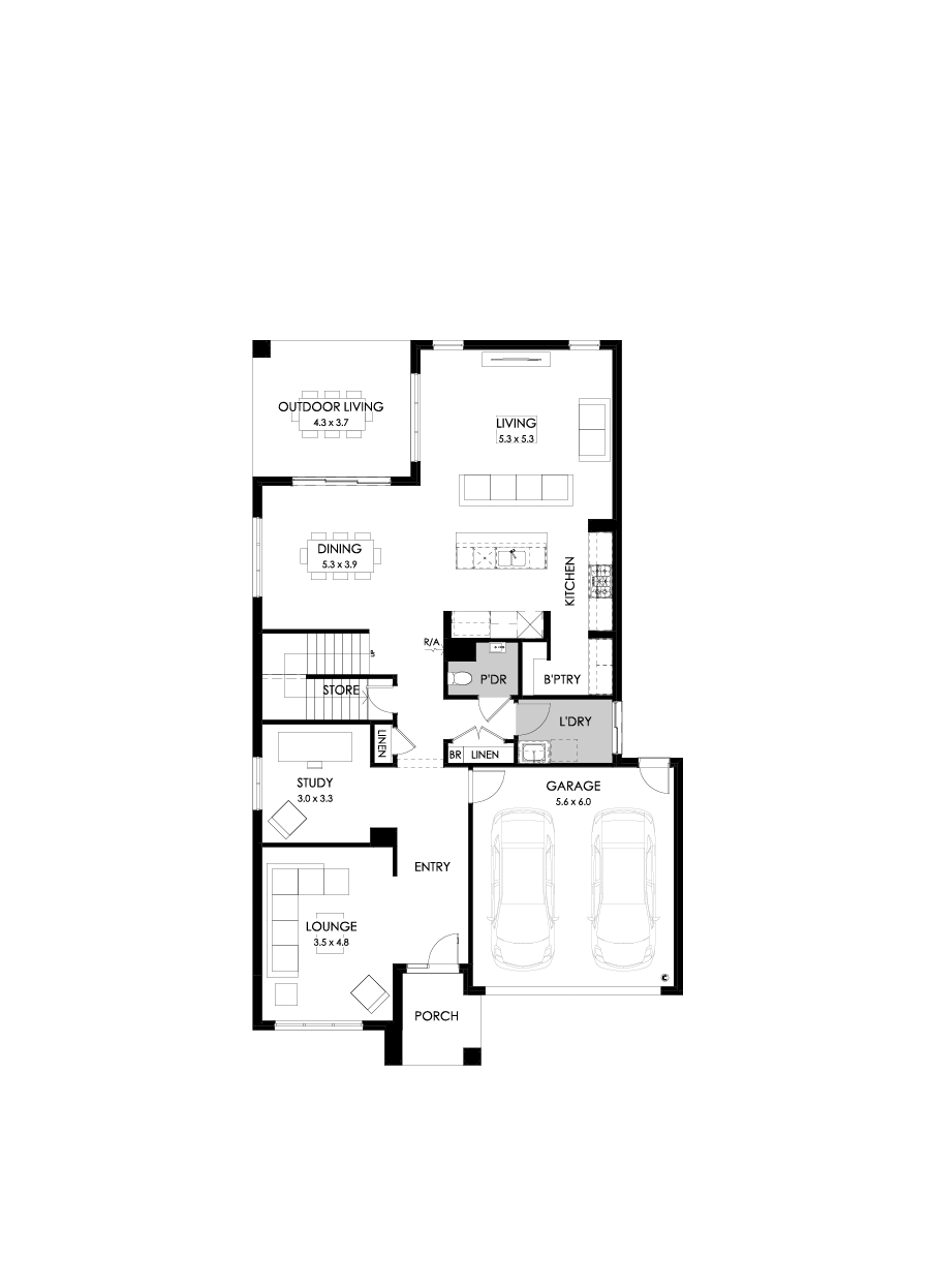 39 Ground Floor Floorplan (Standard  - Flipped)