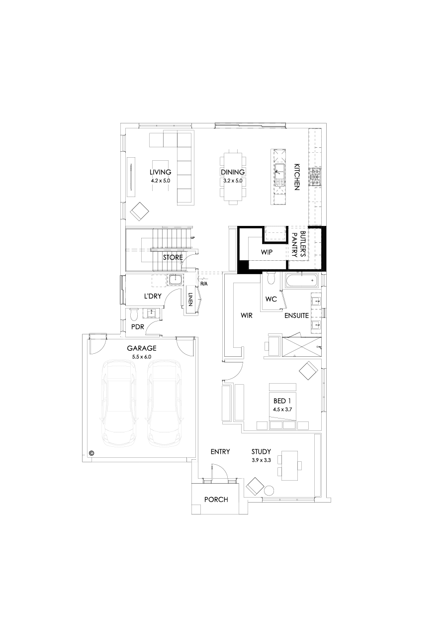 37 Ground Floor Floorplan (Alternate Butler's pantry)