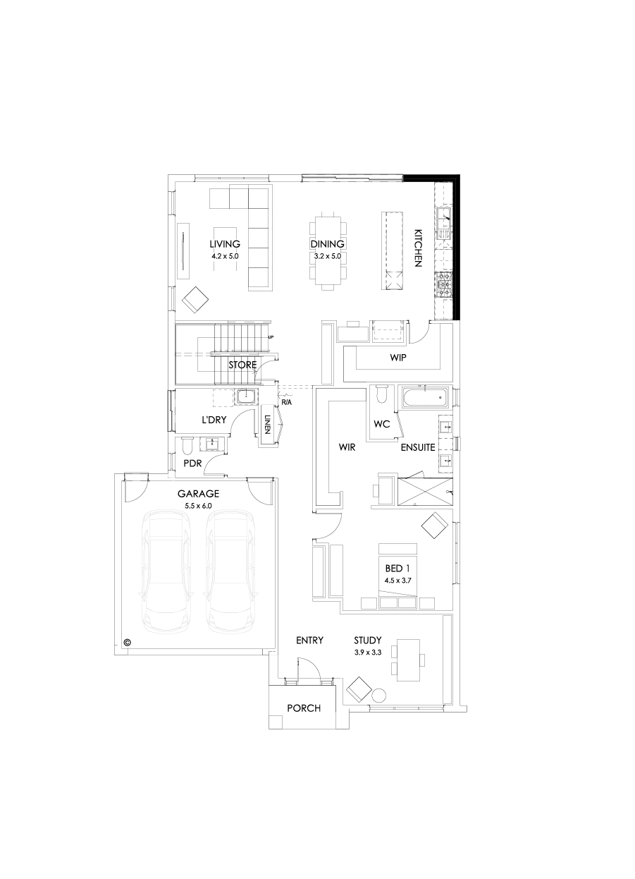 37 Ground Floor Floorplan (Alternate kitchen)