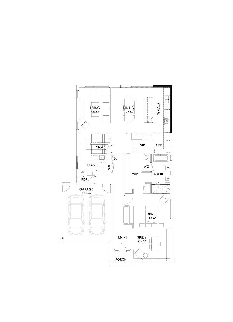 37 Ground Floor Floorplan (Alternate kitchen)