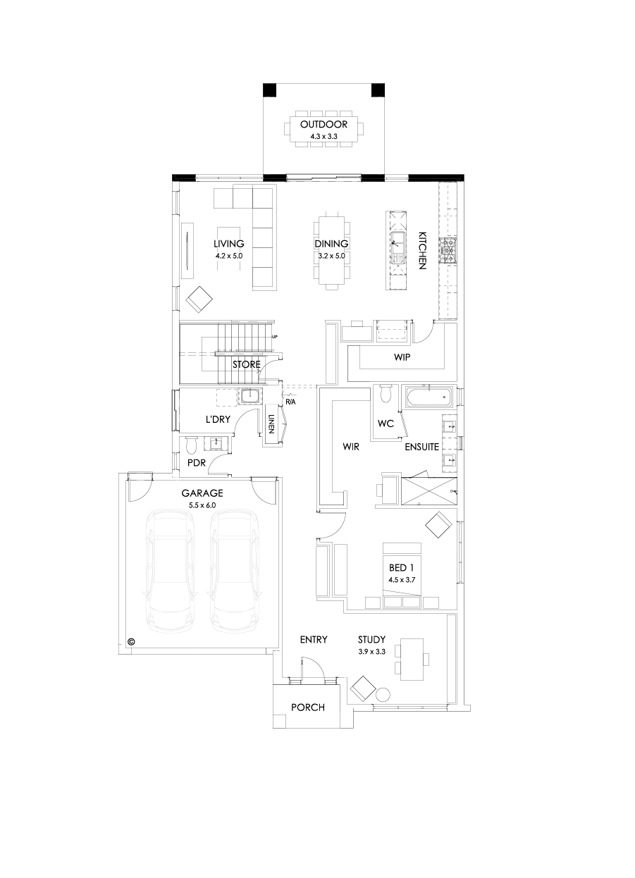 37 Ground Floor Floorplan (Rear balcony)