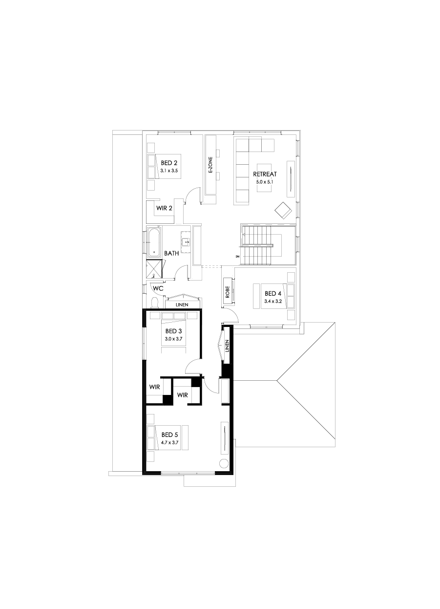 37 First Floor Floorplan (5th bedroom - Flipped)