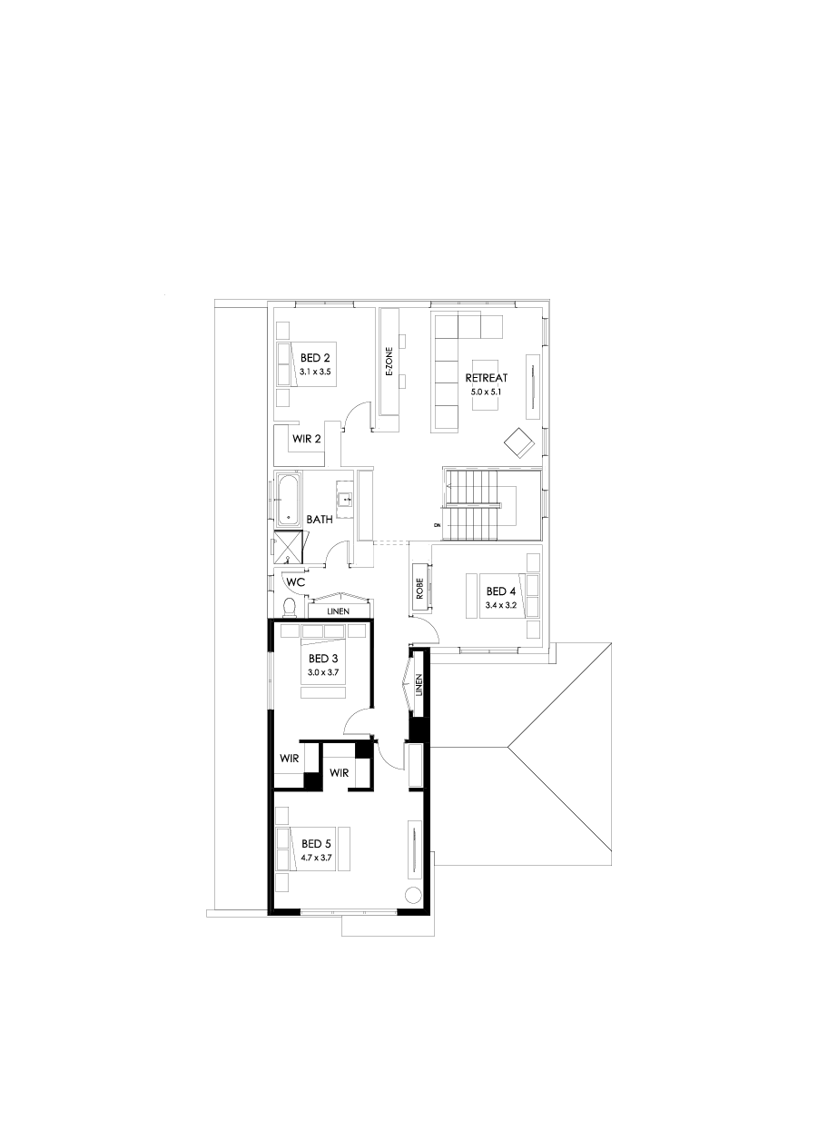 37 First Floor Floorplan (5th bedroom - Flipped)