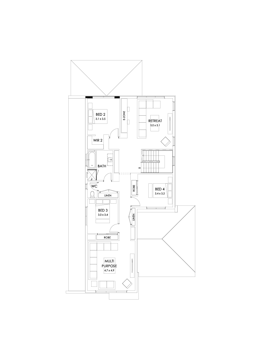 37 First Floor Floorplan (Alternate kitchen L shape - Flipped)
