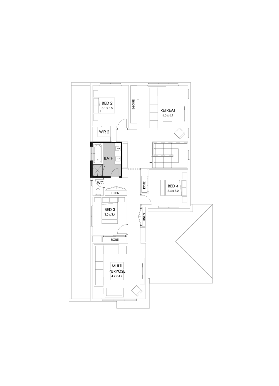 37 First Floor Floorplan (Bathroom upgrade - Flipped)
