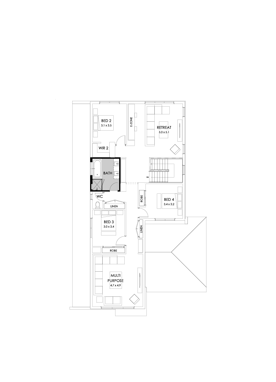 37 First Floor Floorplan (Bathroom upgrade - Flipped)