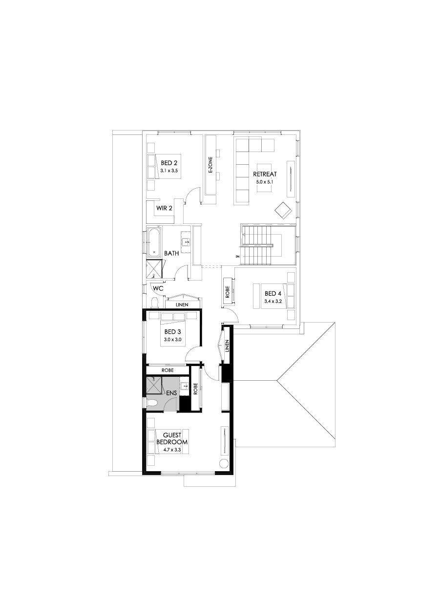 37 First Floor Floorplan (Guest bedroom - Flipped)