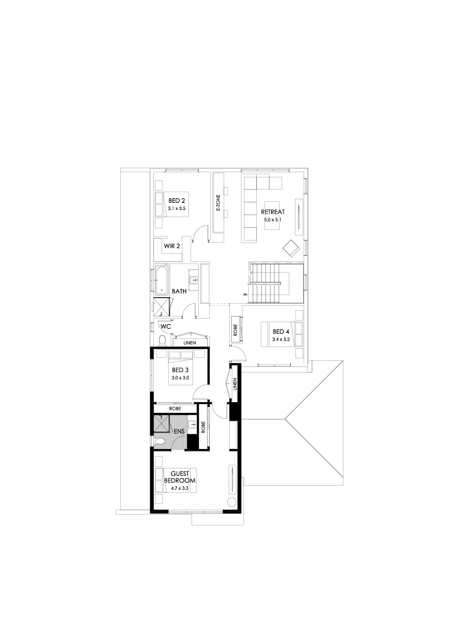 37 First Floor Floorplan (Guest bedroom - Flipped)