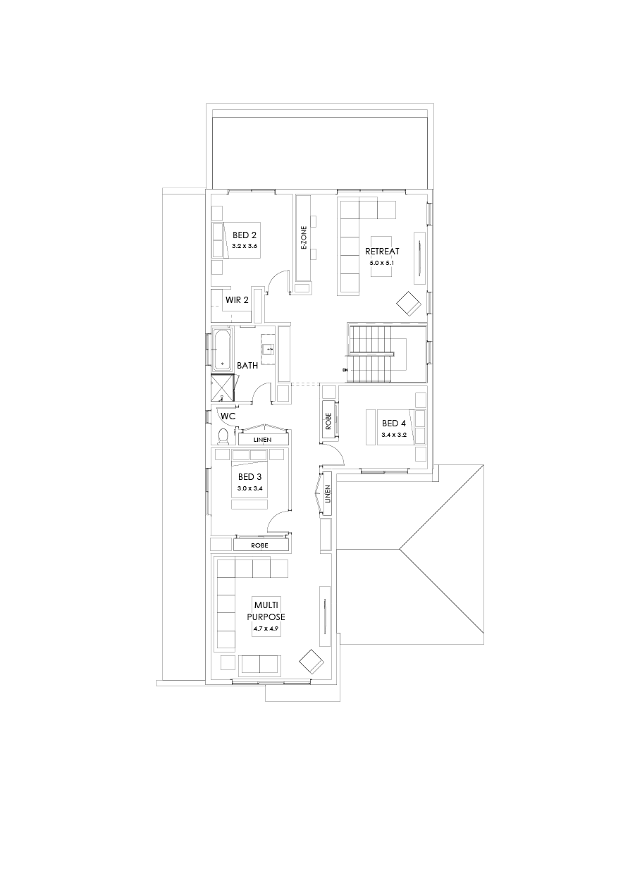 37 First Floor Floorplan (Larger kitchen and dining - Flipped)