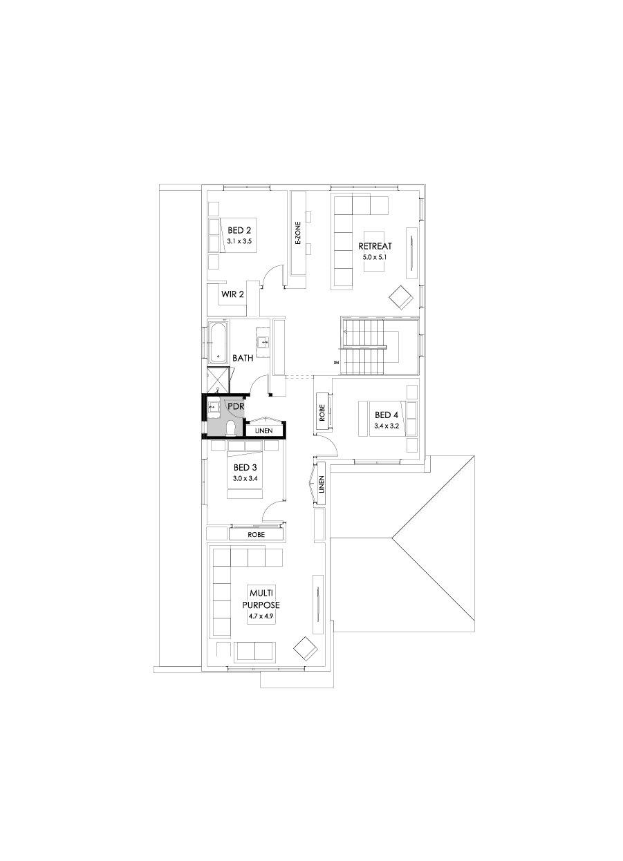 37 First Floor Floorplan (Powder room - Flipped)