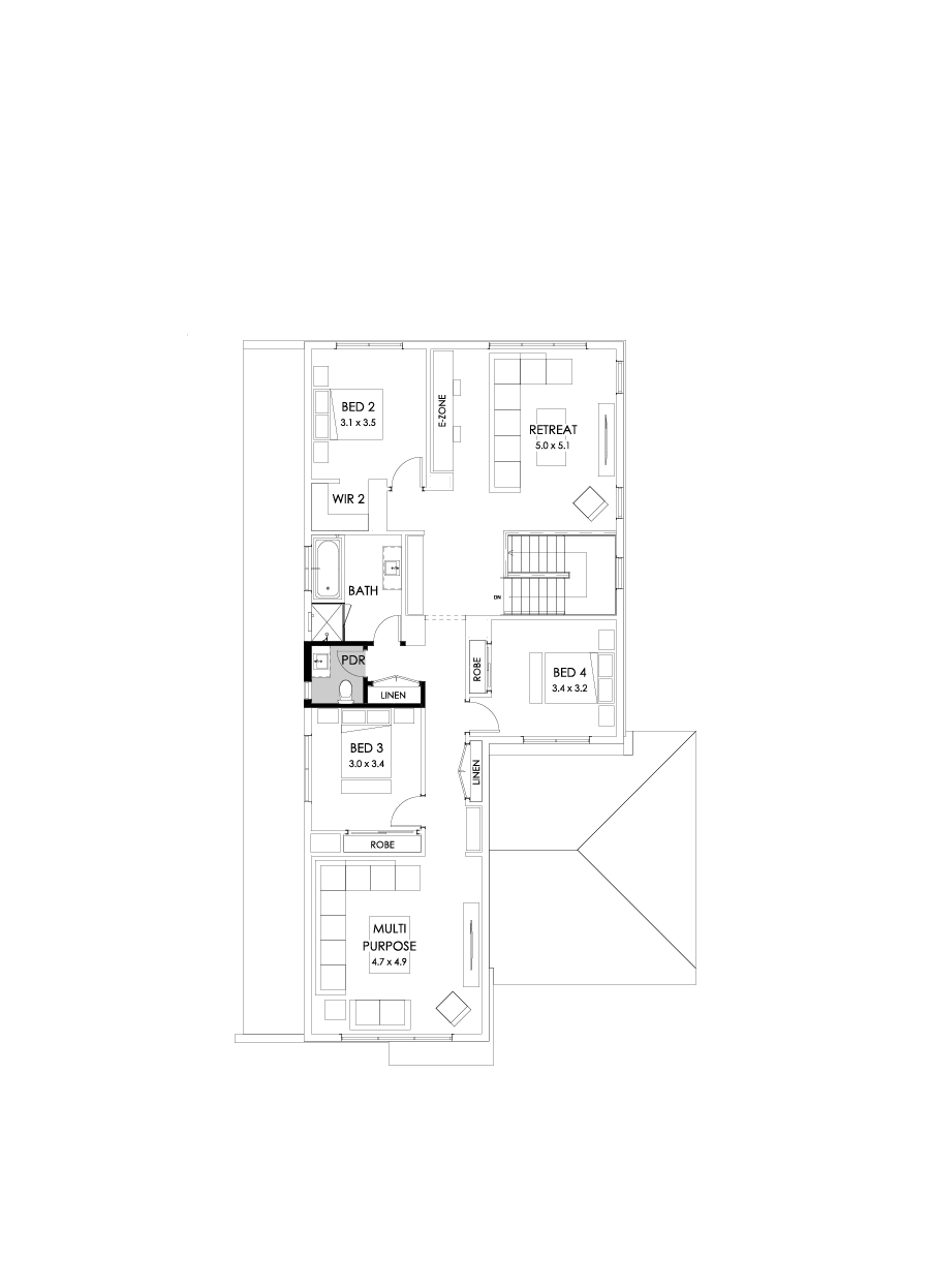 37 First Floor Floorplan (Powder room - Flipped)