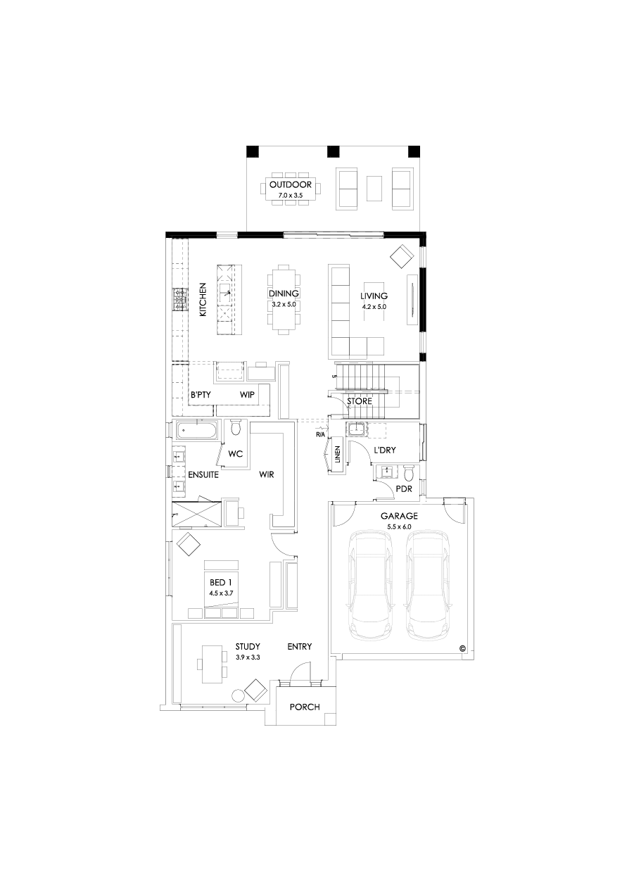37 Ground Floor Floorplan (Alternate grand outdoor living - Flipped)