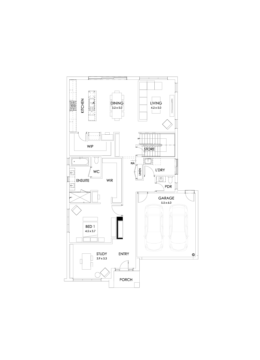 37 Ground Floor Floorplan (Bar - Flipped)