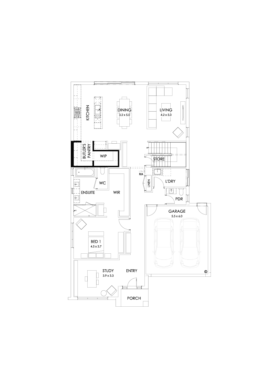 37 Ground Floor Floorplan (Butler's pantry - Included - Flipped)