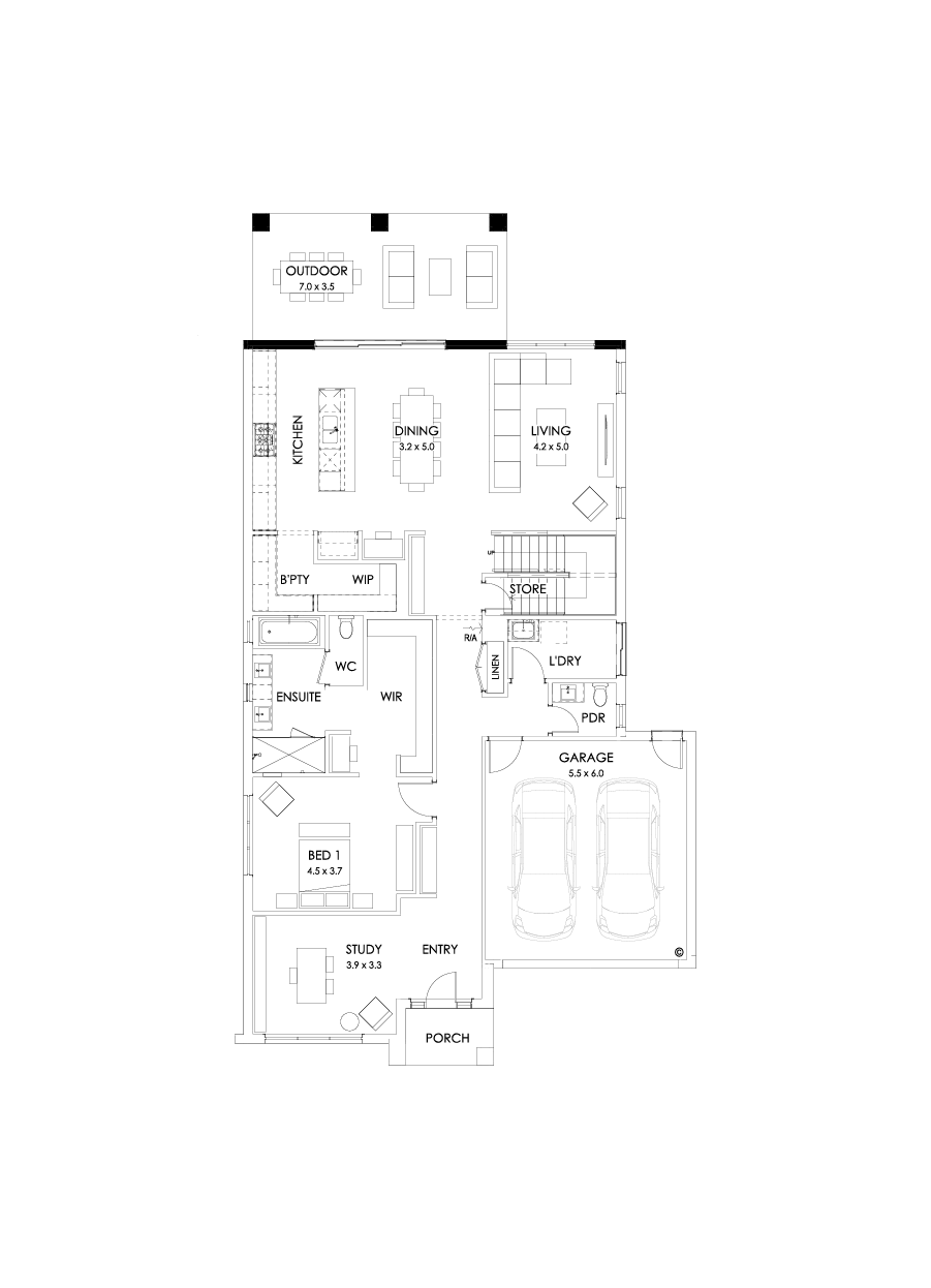 37 Ground Floor Floorplan (Grand outdoor living - Flipped)