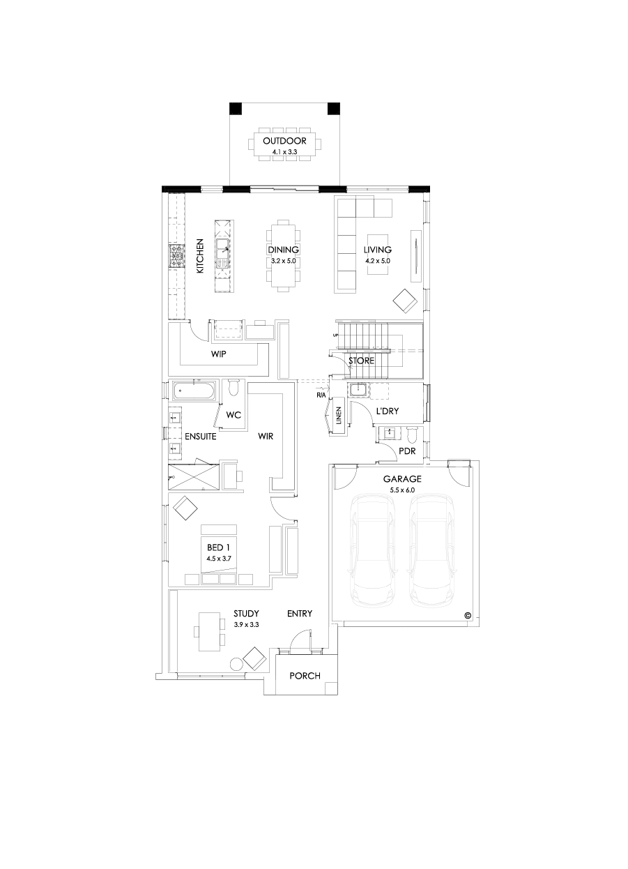 37 Ground Floor Floorplan (Outdoor living - Flipped)