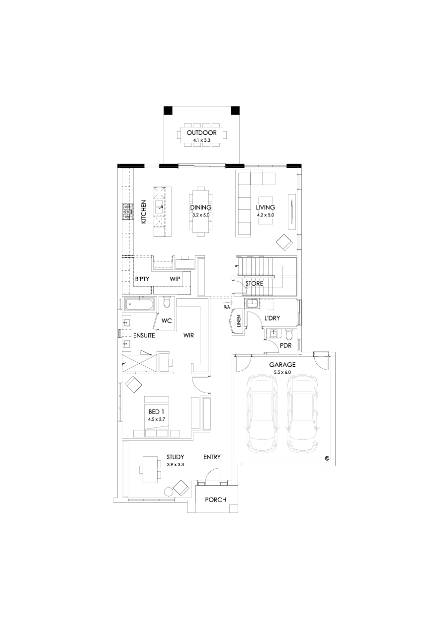 37 Ground Floor Floorplan (Outdoor living - Flipped)