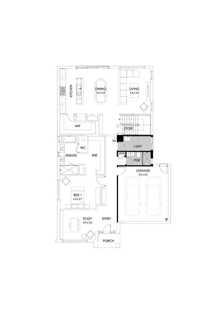 37 Ground Floor Floorplan (Shower to powder - Flipped)