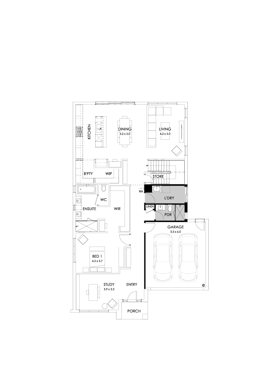 37 Ground Floor Floorplan (Shower to powder - Flipped)