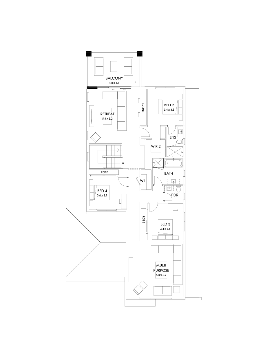 40 First Floor Floorplan (Rear balcony )