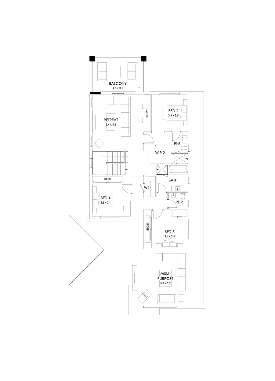 40 First Floor Floorplan (Rear balcony )