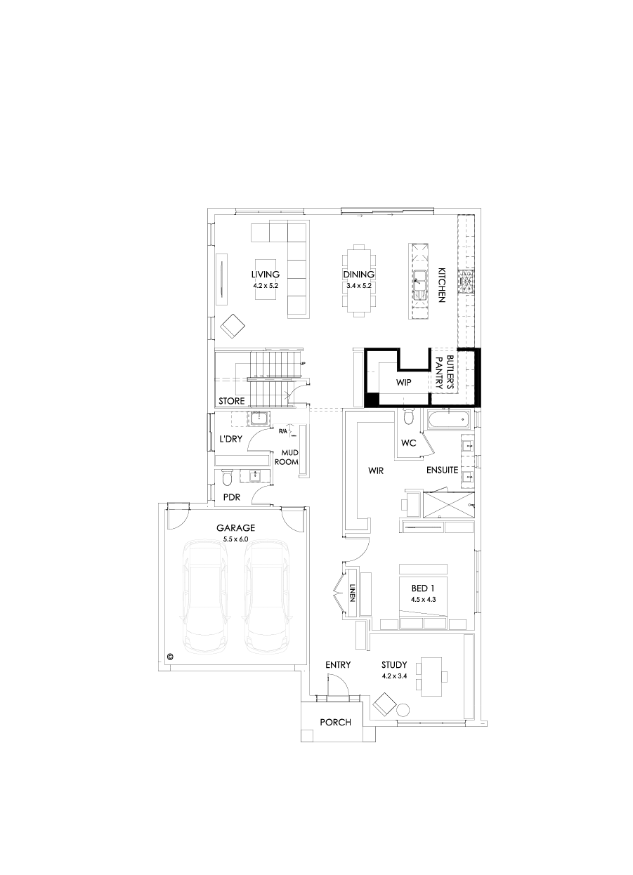 40 Ground Floor Floorplan (Alternate Butler's pantry)