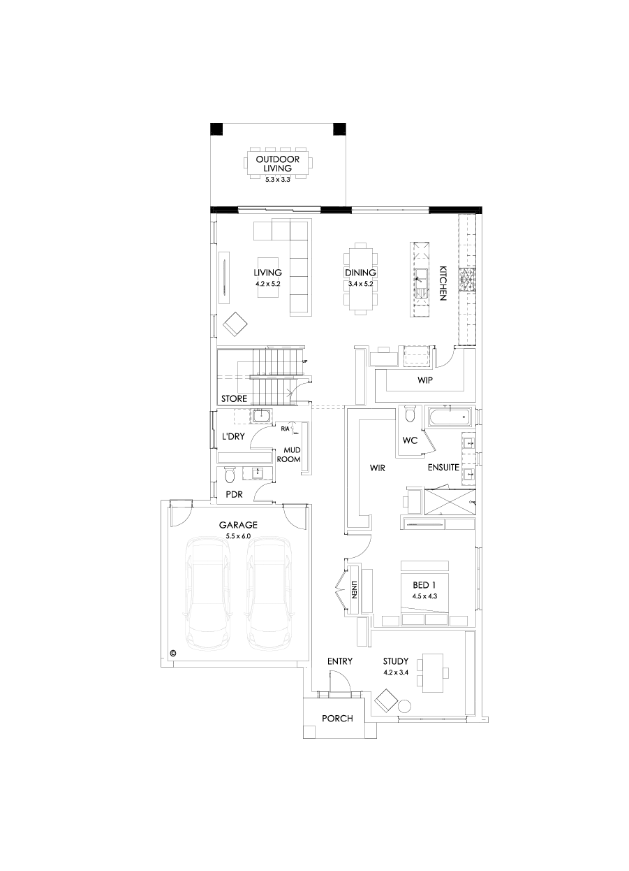 40 Ground Floor Floorplan (Rear balcony )