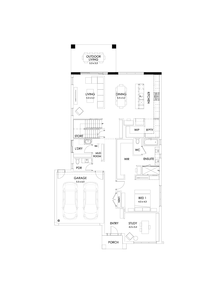 40 Ground Floor Floorplan (Rear balcony )