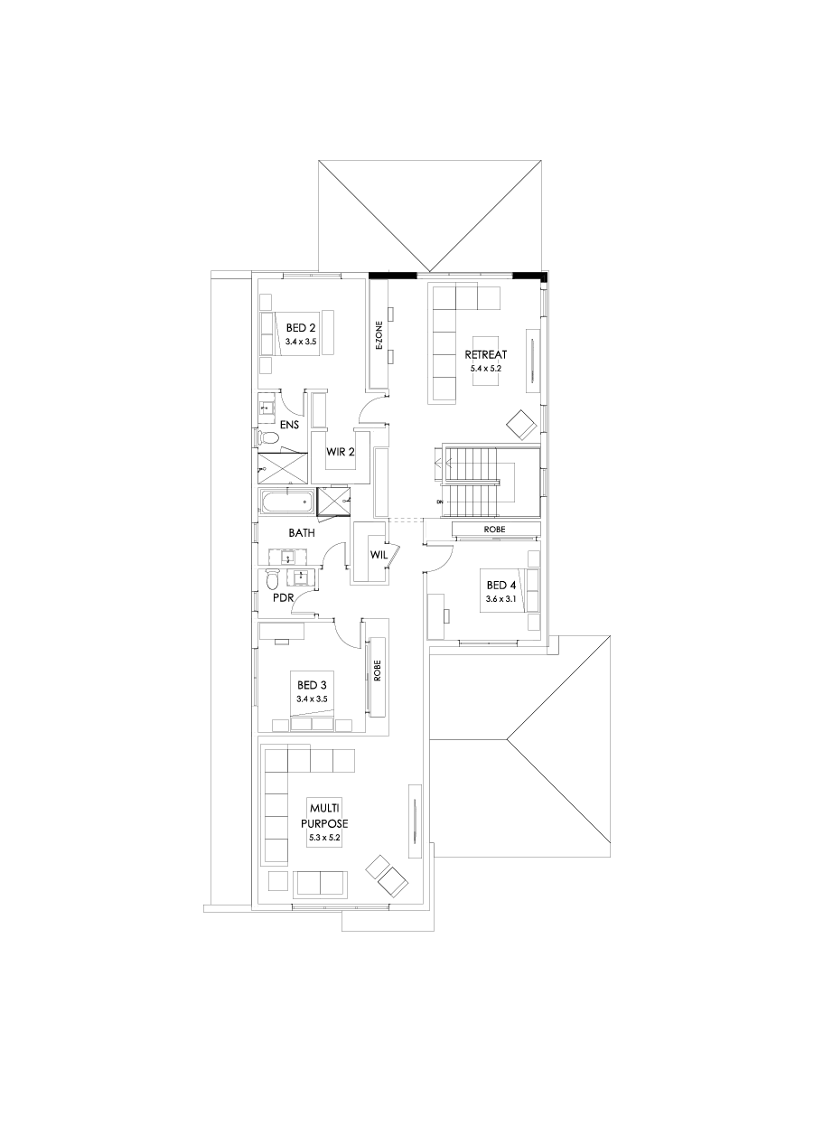 40 First Floor Floorplan (Alternate grand outdoor living - Flipped)