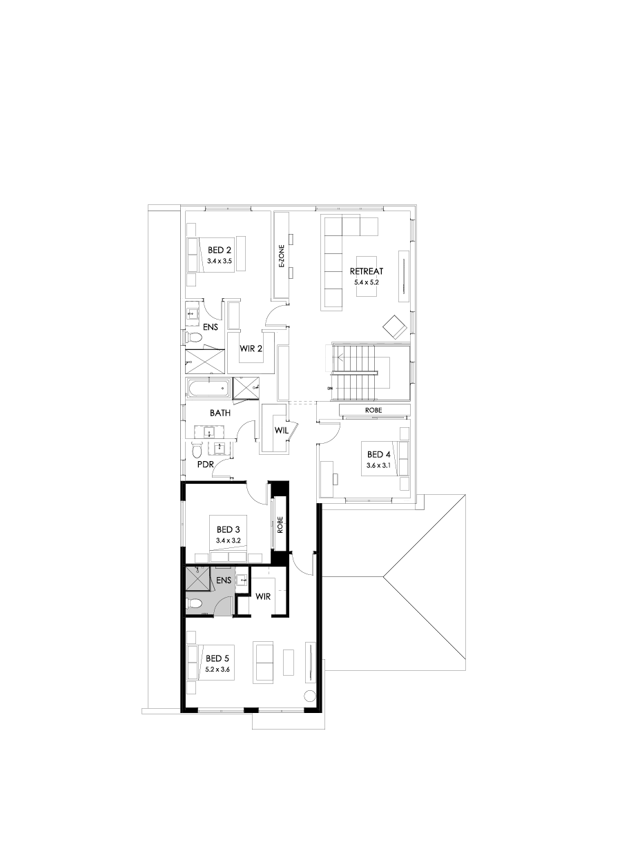 40 First Floor Floorplan (Guest bedroom - Flipped)