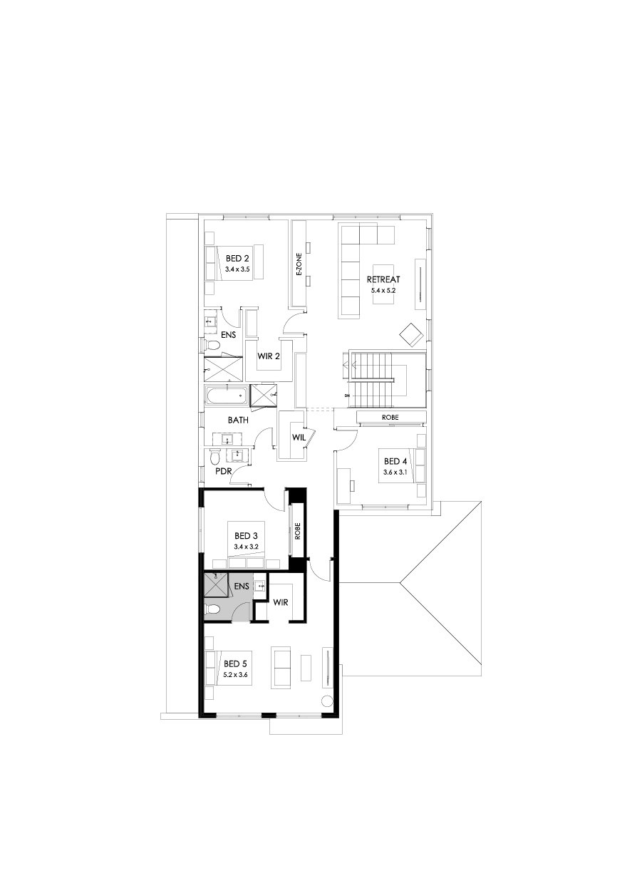40 First Floor Floorplan (Guest bedroom - Flipped)