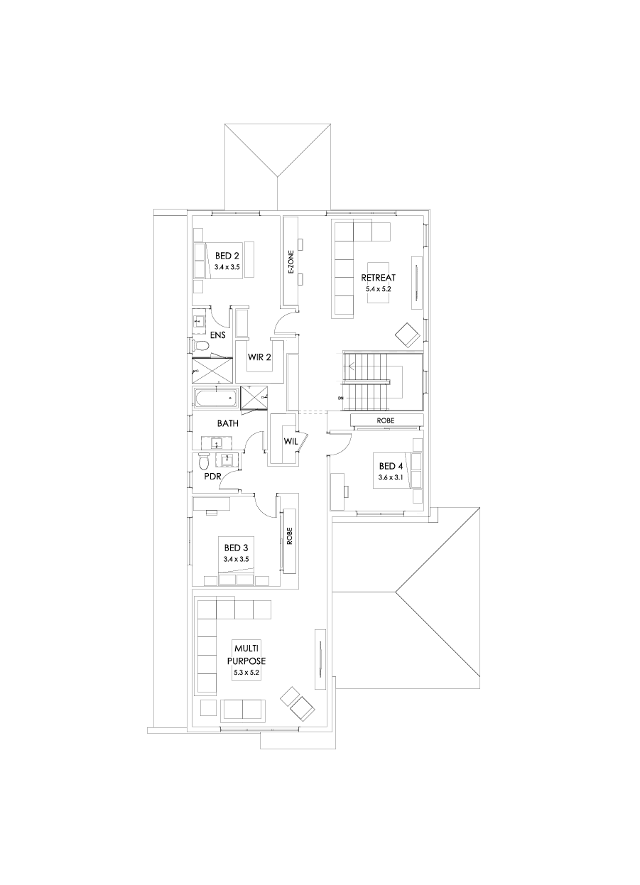 40 First Floor Floorplan (Outdoor living - Flipped)