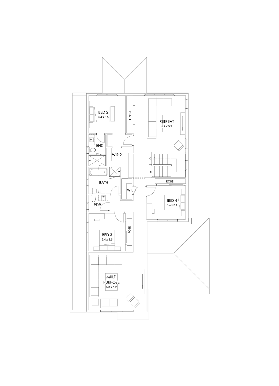 40 First Floor Floorplan (Outdoor living - Flipped)