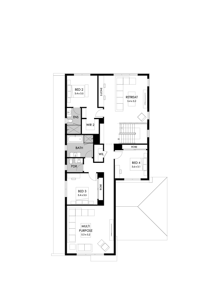 40 First Floor Floorplan (Standard  - Flipped)