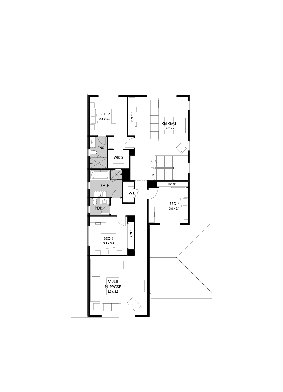 40 First Floor Floorplan (Standard  - Flipped)