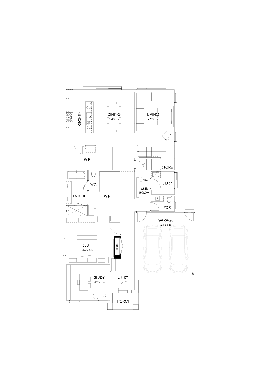 40 Ground Floor Floorplan (Bar - Flipped)