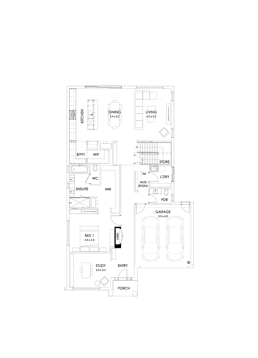 40 Ground Floor Floorplan (Bar - Flipped)