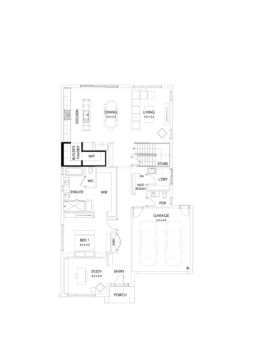 40 Ground Floor Floorplan (Butler's pantry - Included - Flipped)