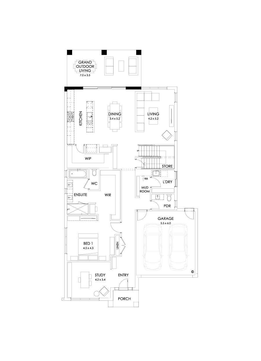 40 Ground Floor Floorplan (Grand outdoor living - Flipped)