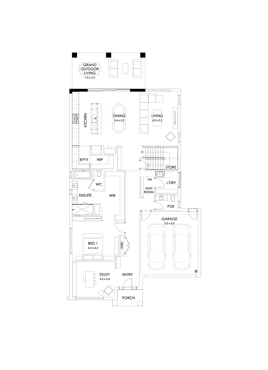 40 Ground Floor Floorplan (Grand outdoor living - Flipped)
