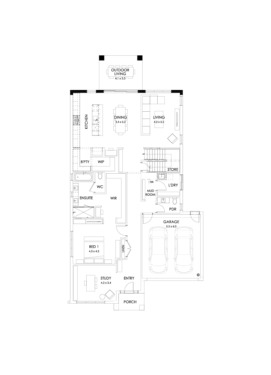 40 Ground Floor Floorplan (Outdoor living - Flipped)