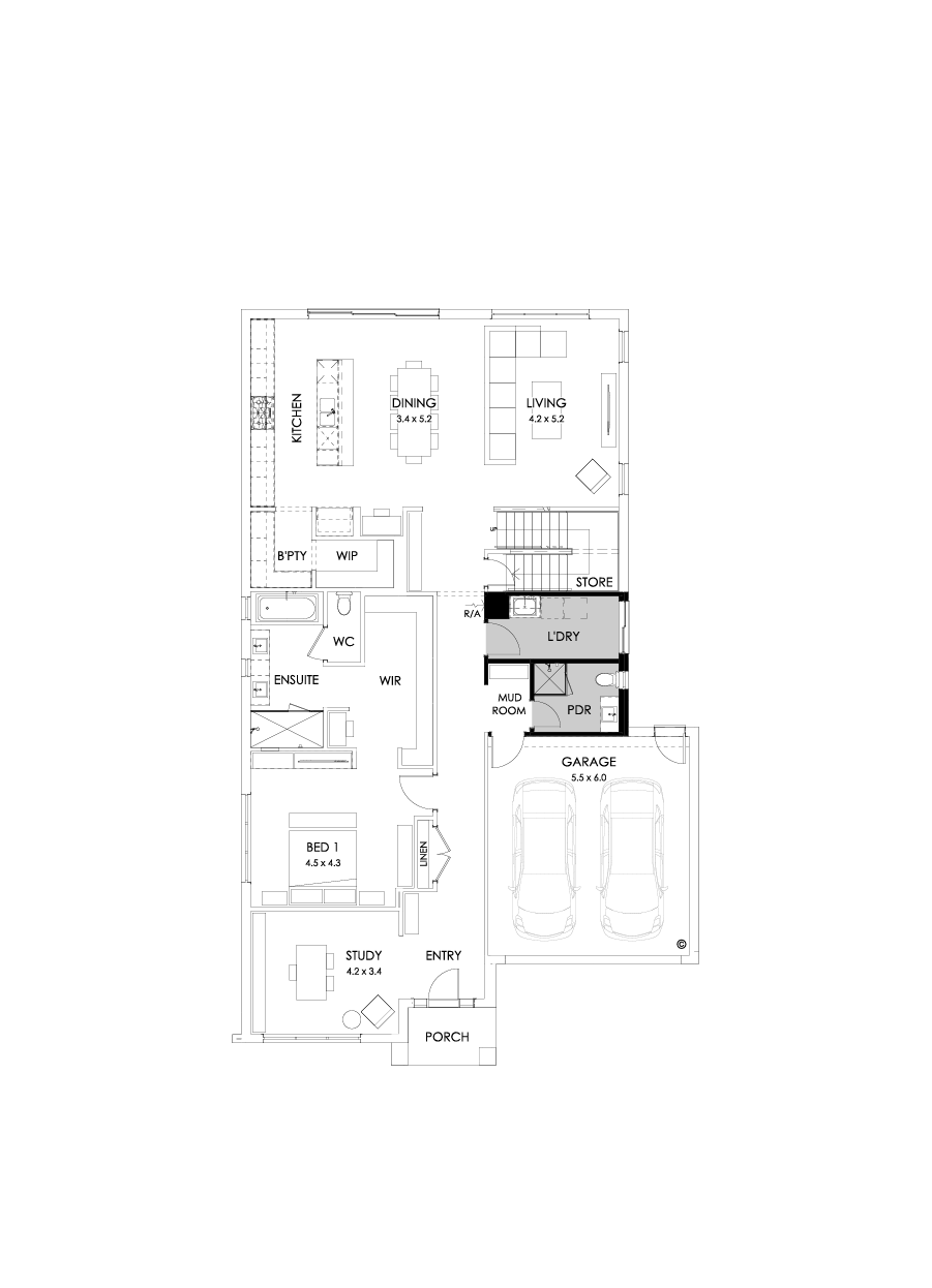 40 Ground Floor Floorplan (Shower to powder - Flipped)