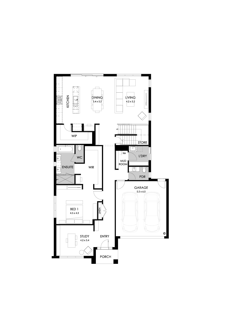 40 Ground Floor Floorplan (Standard  - Flipped)