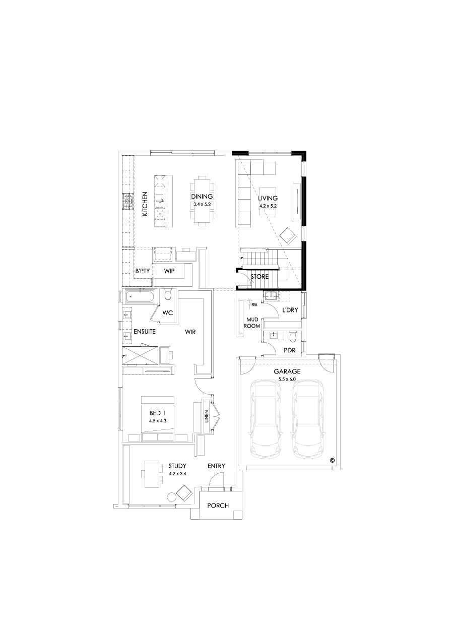 40 Ground Floor Floorplan (Void - Flipped)
