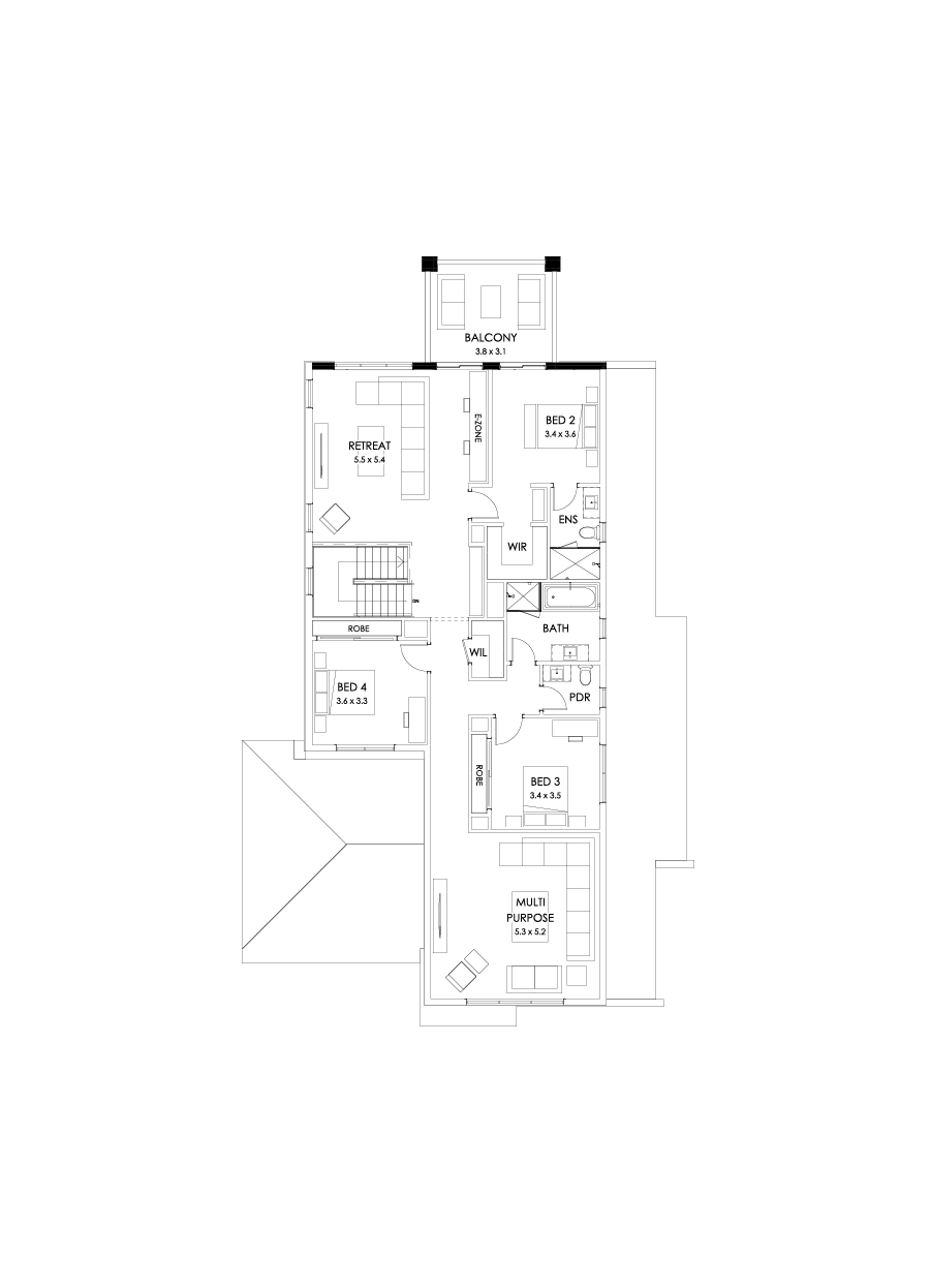 43 First Floor Floorplan (Rear balcony)