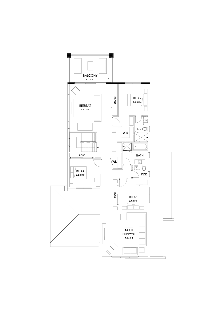 43 First Floor Floorplan (Rear balcony)